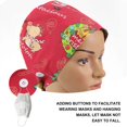 thumbnail image 3 of Sweat Absorbing Hat with Button Work Xmas Printed Cotton Nurse, 3 of 3