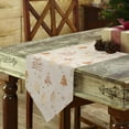 thumbnail image 3 of Table Runner Dresser Scarves Christmas Pine Tree Snowflake Cotton Linen Burlap Table Cover Gold Stripe Sketch on Linen Table Runners for Family Kitchen Dining Holiday Party Banquet Decor, 3 of 5