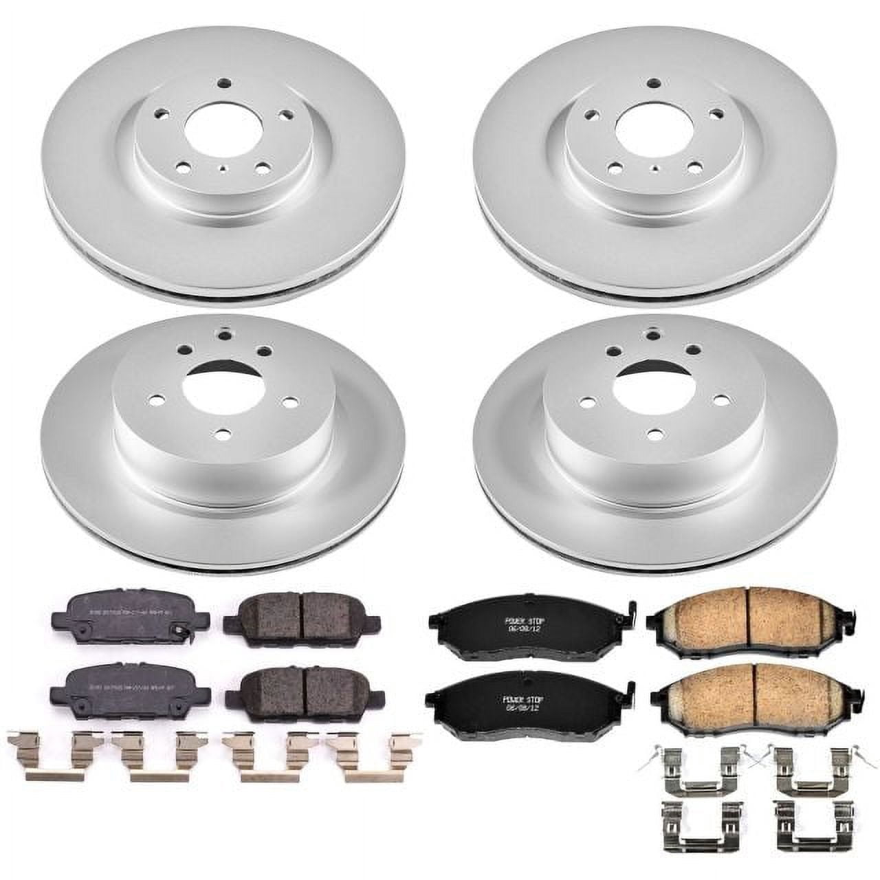 PowerStop Front and Rear Geomet Coated Brake Rotor and Pad Kit Fits: INFINITI NISSAN Select Models CRK8060