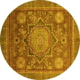 thumbnail image 1 of Ahgly Company Machine Washable Indoor Round Abstract Yellow Modern Area Rugs, 7' Round, 1 of 4