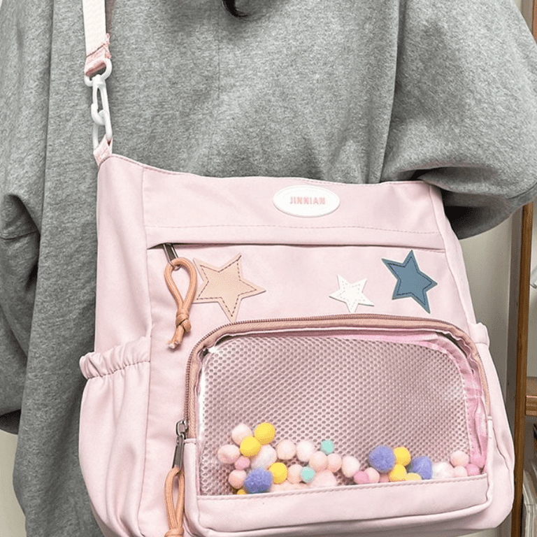 ショルダーバッグ・ポシェット [rosa.K] Tartan Drawstring Shoulder BAG _SHOOTING STAR Retro Y2K women's handbag PINK star Large capacity Gothic