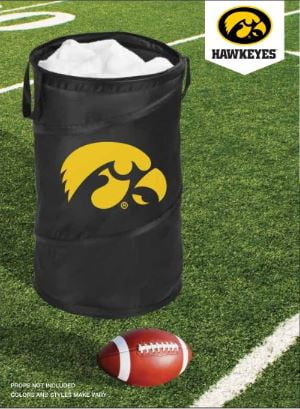 Smart Design Pop up Spiral Laundry Hamper Bag  - 15 x 25 inch - Black and Gold - Iowa Hawkeyes