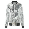 bihdrety Barn Jackets For Women Plus Size Loose Sequin Baseball Jacket