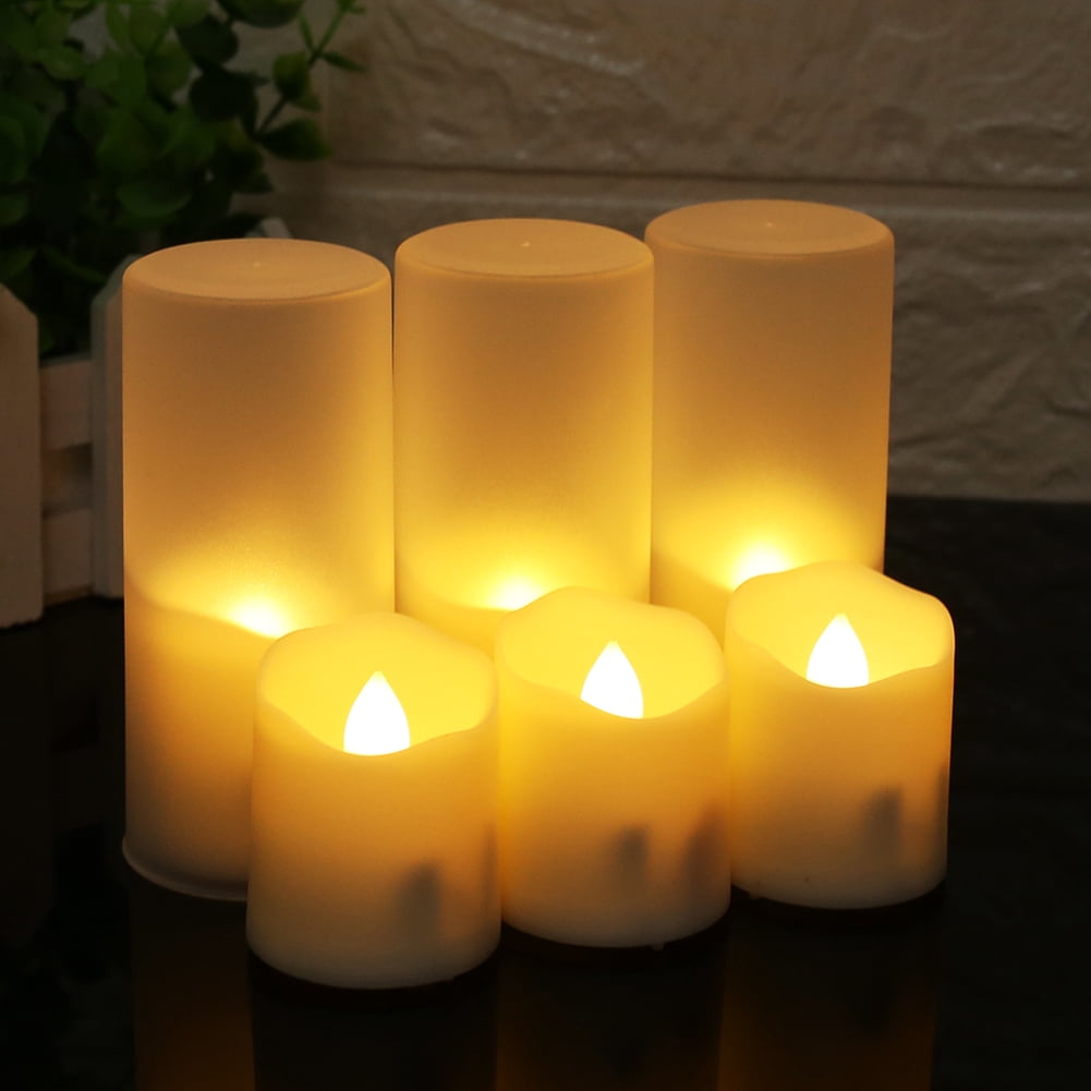 NEWEEN Rechargeable Flameless Candles, Warm White, 6 Count