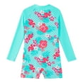 thumbnail image 3 of SILVERCELL Girls Floral or Rainbow Horse Printed Sun Protection Swimsuit Long Sleeved Tight Fitting One-Piece Bathing Suit for 4-12 Years Toddler Kids, 3 of 11