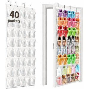 40 Pockets Over the Door Shoe Organizer Door Shoe Rack