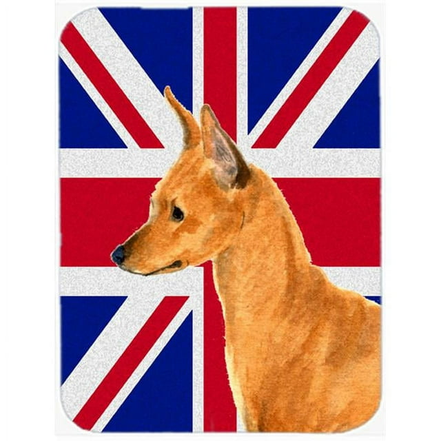 Carolines Treasures SS4908LCB Min Pin With English Union Jack British Flag Glass Cutting Board - Large