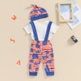 thumbnail image 4 of Okbabeha My First 4th of July Outfit Baby Boy Fourth of July  one-piece  Romper+American Flag Overall Pants+Knot Hat Clothes Set, 4 of 7