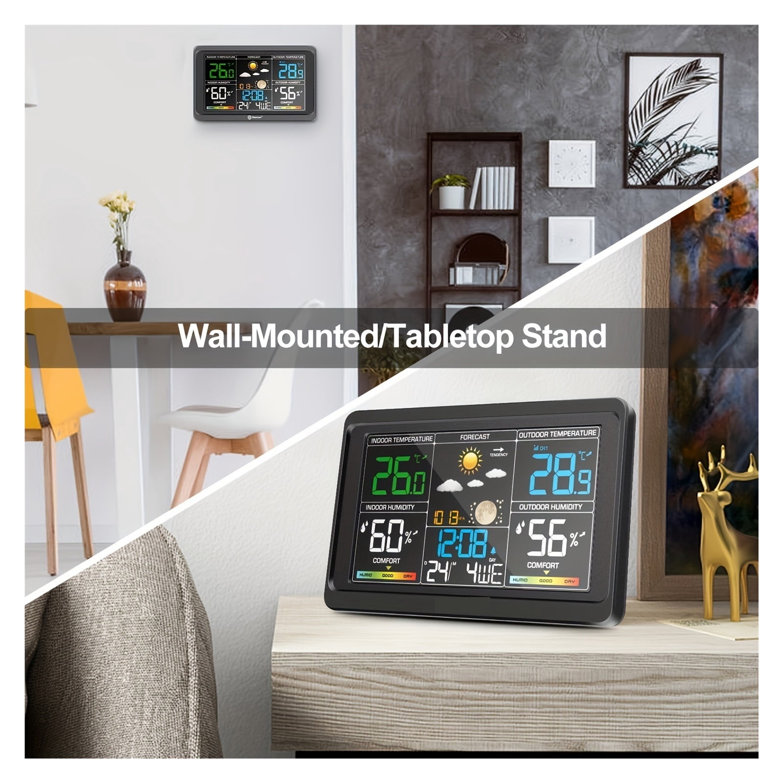Digital Weather Station, Wireless Indoor Outdoor Thermometer with Backlight