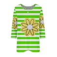 thumbnail image 3 of Tmtolofot Women's Tops Dressy Casual 3/4 Sleeve Button Shirt Trendy Color Block Crewneck Tunic Blouses Retro Print Summer Henley T Shirts Basic Tees for Women,4_Green,3X-Large, 3 of 3