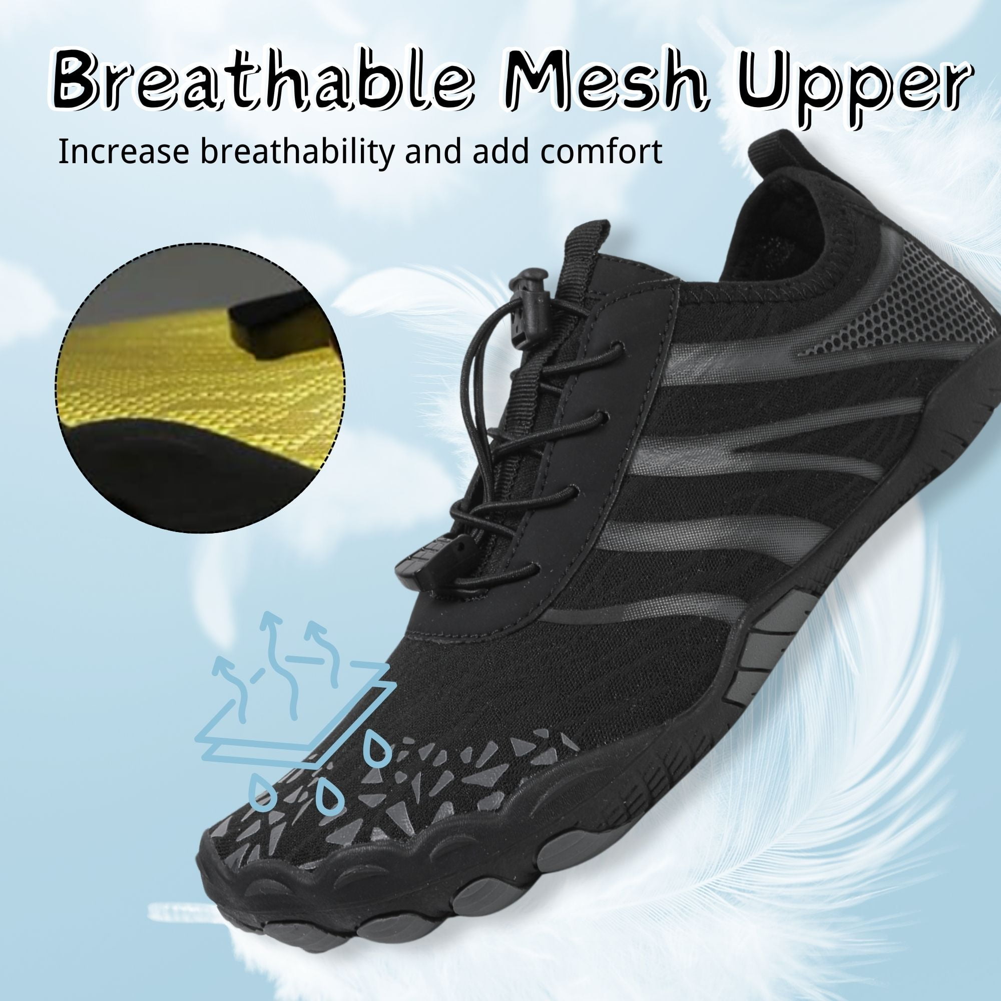 BERANMEY Women's Lightweight Sport Barefoot Shoes Non-slip Breathable Footwear Water Shoes for Womens & Mens Athletic Hike Wide Toe Box Shoes Outdoor Swim Beach