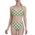 thumbnail image 2 of Picia Daisy Plaid Green Women's High Waisted Bikini Scoop Neck Swimsuit Two Pieces Bathing Suit-, 2 of 8