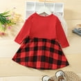 thumbnail image 5 of Mercatoo Toddler Girls Christmas Plaid Dress Red and Black Midi Dress Baby Long Sleeve Bowknot Princess Dress Casual Xmas Clothes, 5 of 9