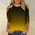 thumbnail image 2 of gakvbuo Petite Tops For Women Tops 3/4 Sleeve Pullover Shirts Cold shoulder Tunic Tops Crewneck Slim Fit Half Sleeve off shoulder Graphic Tshirts Gradient Blouse Tops, 2 of 6
