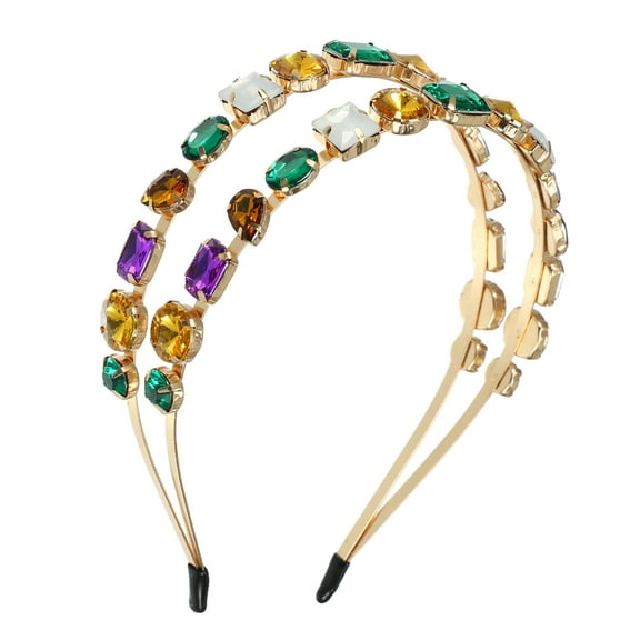 Vocoste Metal Colorful Glass Faux Crystal Hairband Double Layer 5.51"x1.65"