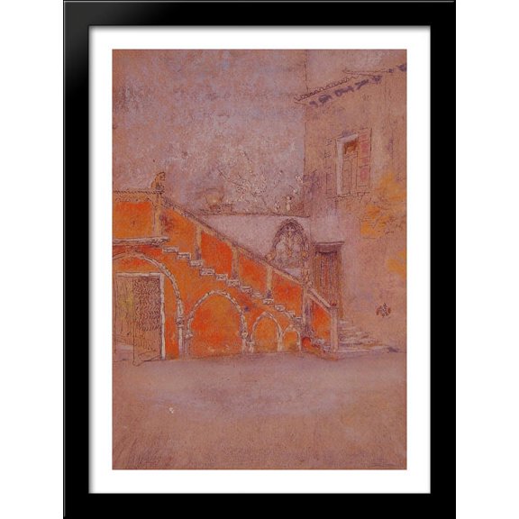 The Staircase: Note in Red 28x38 Large Black Wood Framed Print Art by James Abbott McNeill Whistler