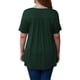 thumbnail image 4 of Sonducket Camiseta de mujer Túnica plisada Top Cuello Manga corta Blusa de encaje de encaje de manga corta Prendas para la parte del cuerpo Verde oscuro SG, 4 of 5