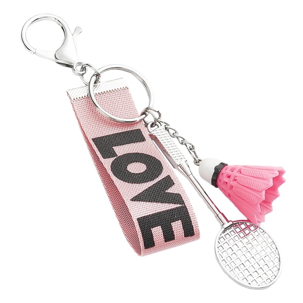 Mini llavero de bádminton, colgante creativo, correa para la muñeca, cordón para bolso, llavero de aleación Rosa