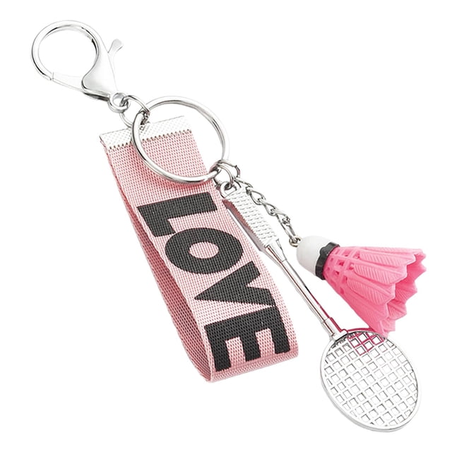 Esquirla Mini Badminton Keychain Metal Keyring Sport Key Chains Key Holder Decoration Pink