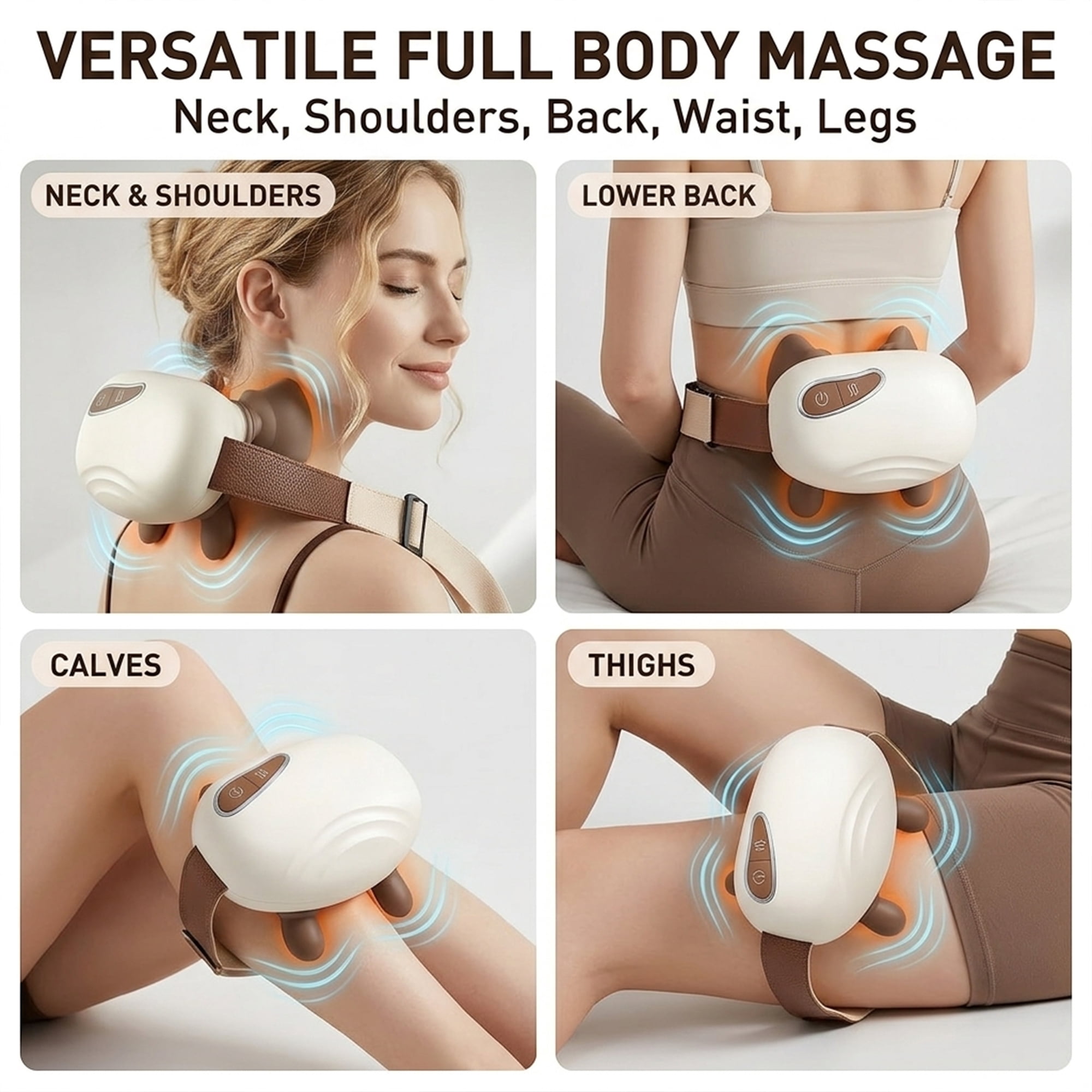 4D Bionic Neck Massager with Heat, Wireless Neck and Shoulder Massager for Pain Relief Deep Tissue, Portable Real Touch Shiatsu Hand Massager, Rechargeable Cervical Electric Massager for Home Office