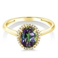 thumbnail image 2 of Gem Stone King 1.30 Ct Oval Green Mystic Topaz 10K Yellow Gold Diamond Ring, 2 of 6