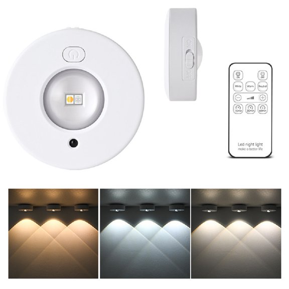 YUNOVA Rechargeable Wireless Puck Lights with Remote, 3 Color Dimmable LED Under Cabinet Lights, Magnetic Stick-On Kitchen Lighting for Shelves/Cupboards (1-Pack)