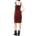 thumbnail image 4 of INSPIRE CHIC Women's Button Decor Bow Tie Waist Suspender Overall Jumper Dress XS Burgundy, 4 of 8