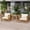 Beige,Teak, variant on Patio Chairs 3 Piece Wood Patio Furniture with Coffee Table and Cushions, Selma Wood End Table Set Balcony Chairs for Porch, Deck, Backyard, 400lbs Support, Beige
