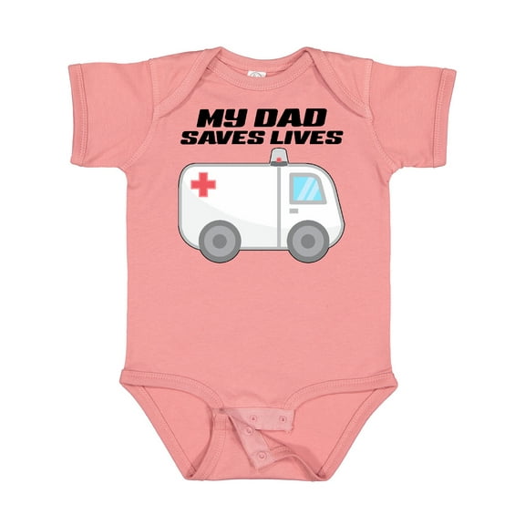 Inktastic My Dad Saves Lives Ambulance Boys or Girls Baby Bodysuit