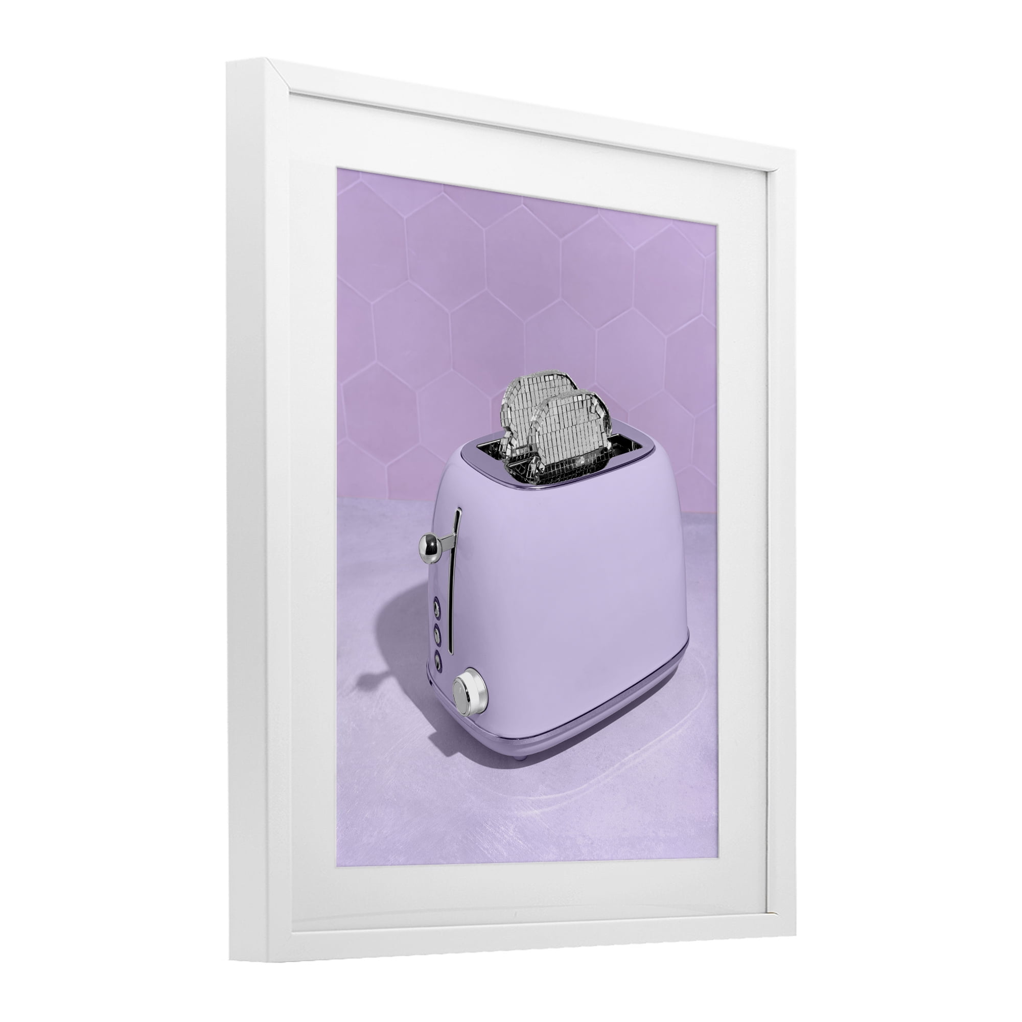 Stupell Industries Disco Toast over Purple White Framed Print Under Glass, design by LISH Creative