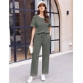 thumbnail image 2 of EKOUAER Women Waffle Knit Lounge Sets Short Sleeve Top and Long Pant Pajama Set Loungewear 2 Piece Pjs Set with Pockets, 2 of 6