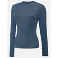 thumbnail image 2 of Womens Shirts Long Sleeve Crew Neck Ruched Stretch Basic Fitted Tee Shirts Tops, 2 of 5