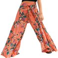 thumbnail image 1 of POINTERTECK Pantalon de Plage Boho pour Femmes Taille Haute Décontracté Ample Évasé Jambe Grand Droit Imprimé, 1 of 5