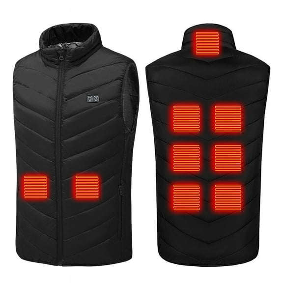 Mifsaly Heated Vest for Women Men Plus Size 9 Heat Zones 3 Heating Levels Sleeveless Thermal Padded Jackets Zip up Rechargeable Quilted Coats Warm Skiing Winter Outerwear with Zipper Pockets Unisex