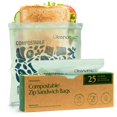 thumbnail image 1 of Bolsas compostables para almacenamiento de alimentos, tamaño sándwich, 25 unidades, Cleanomic, 1 of 7