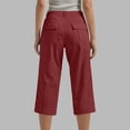 thumbnail image 5 of Women Solid Color Pentagonal Pants with Elastic Waist, Trousers Slacks, Casual Work Office Clothes, Belt Pockets, Stretchy Comfy, Business Casual, Lounge, Travel Outfits, Summer Essentials, 5 of 7