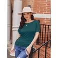 thumbnail image 3 of Women's Solid Short Sleeve Boat Neck Dolman Top with Side Shirring Trendy Casual Loose Fit T-Shirt, 3 of 7