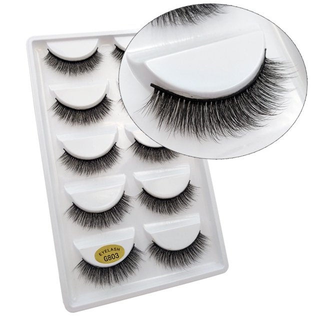 5 pares Multipack 3D pestañas de visón pestañas postizas hechas a mano Wispy Fluffy pestañas largas herramientas de maquillaje de ojos naturales pestañas G806 Tan Jianjun unisex