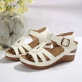 thumbnail image 4 of hoksml Women's T-Strap Wedge Sandals, Adjustable Buckle Ankle Strap, Casual Summer Shoes, Multiple Colors, 4 of 9
