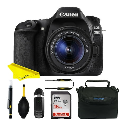 Canon EOS 80D DSLR Camera Basic Bundle with 18-55mm Lens +24.2MP APS-C CMOS sensor and DIGIC 6 image