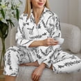 thumbnail image 6 of Fuzoiu Lavender Flowers Print Women's Long-Sleeved Pajama,Lounge Button Down Nightwear,Womens Notch Collar Pajama Set-Large, 6 of 7
