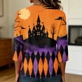 thumbnail image 7 of Womens 3/4 Sleeve Crew Neck Halloween T Shirts Shirts Thanksgiving Autumn Graphic Tee Tops Light Purple S, 7 of 7