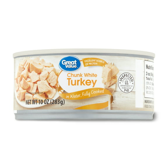 Great Value Chunk White Turkey, in Water Fully Cooked, 10 oz Can