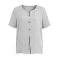 thumbnail image 5 of Womens Short Sleeve Tops Button Down Shirt Soft Solid Color Summer Daily Wear Grey L, 5 of 6