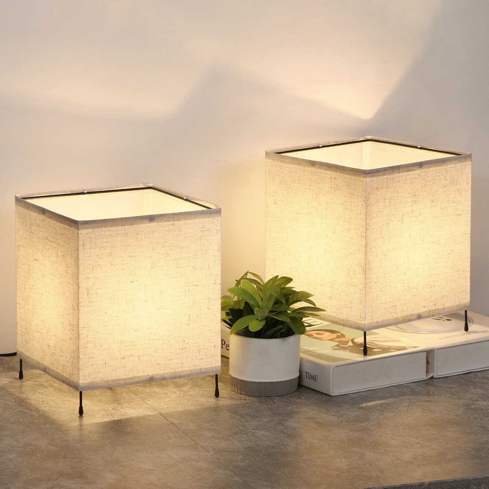 Kids Night Light Square Nightstand Lamp White Plug-In (Set of 2)