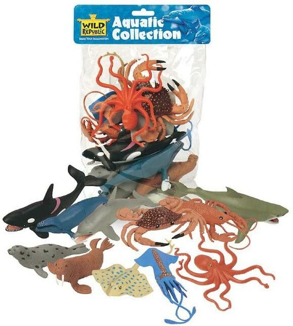 NEW Wild Republic Toy Whales & Dolphins Sea Animal Models 7 Piece Polybag 83783 