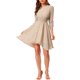 thumbnail image 1 of INSPIRE CHIC Women's Floral Dress Shirred Sleeve Smocked Dresses Beige S, 1 of 6