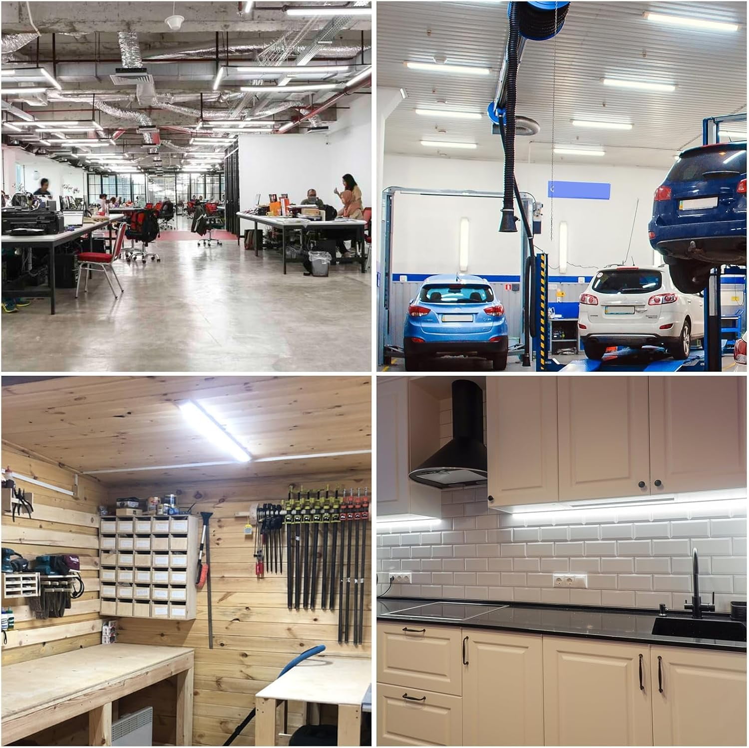 JESLED T8 4FT LED Shop Light Fixture Linkable, High Output 42W 5460LM 6000K, V-Shape T8 LED Tube Lights for Garage 4 Pack