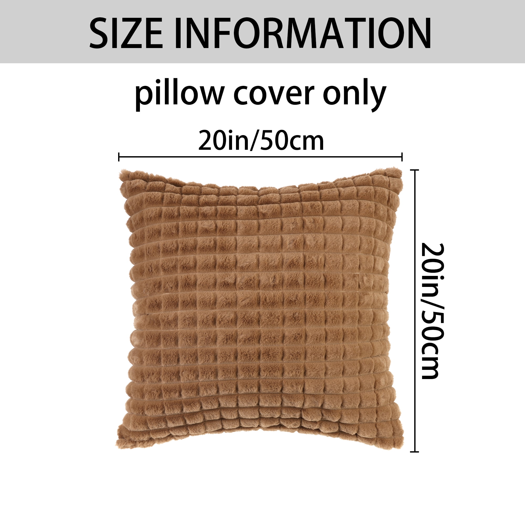 Unique Bargains 4 Pcs Checkered Faux Fur Plush Throw Pillow Covers Home Decor Pillowcases Brown 20" x 20"