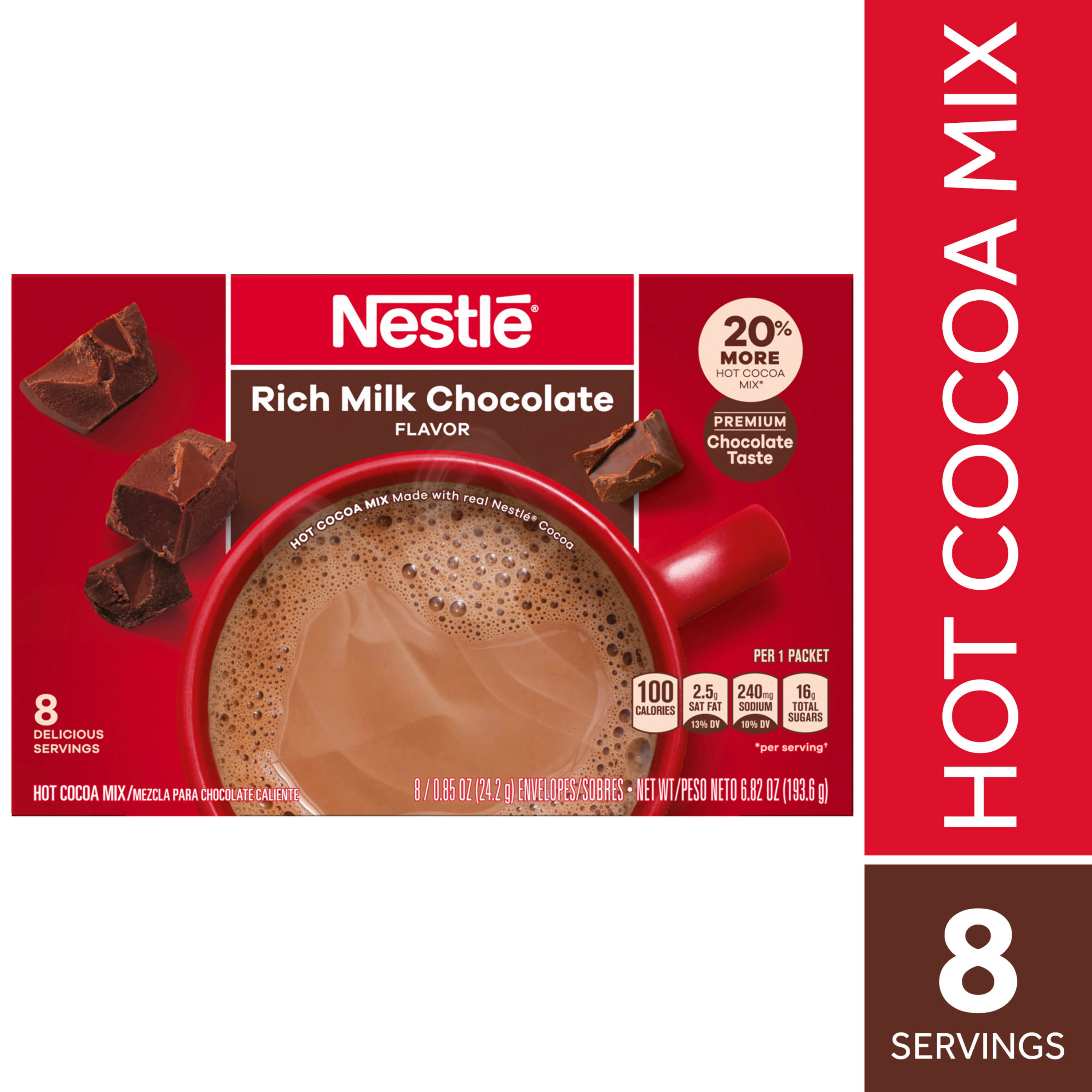 Nestlé Nestle Hot Cocoa Rich Milk Chocolate Flavored Mix Powder, 6.829 oz, 8 Count Box